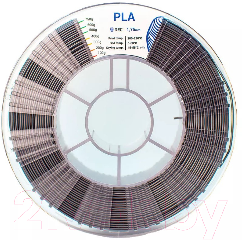 Пластик для 3D печати REC PLA 1.75мм 750г / 33093 (серебристый)