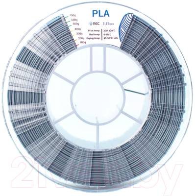 Пластик для 3D-печати REC PLA 1.75мм 750г / 33094 (серый)