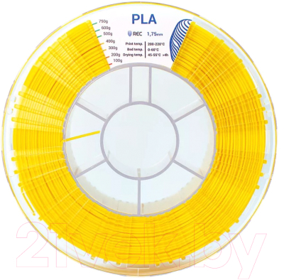 Пластик для 3D-печати REC PLA 1.75мм 750г / 33100 (желтый)