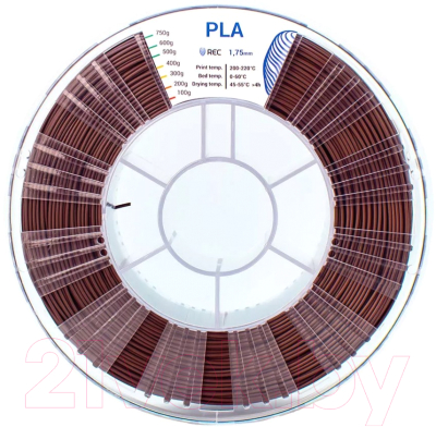 Пластик для 3D-печати REC PLA 1.75мм 750г / 33101 (коричневый)