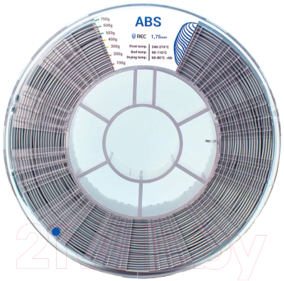 Пластик для 3D-печати REC ABS 1.75мм 750г / 33168 (серебристый)