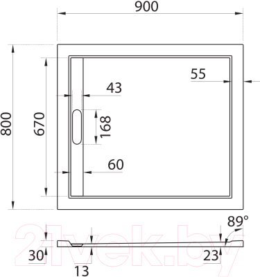 Купить Душевой поддон Cezares TRAY-AS-AH-90/80-30-W в Слуцке
