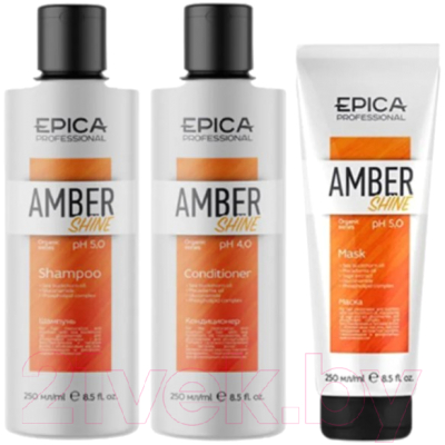 Набор косметики для волос Epica Professional Amber Shine Organic Шампунь+Кондиционер+Маска (250мл+250мл+250мл)