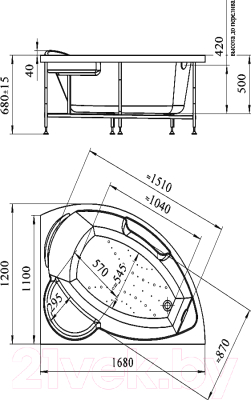 Ванна акриловая Vannesa Алари 168x120 L / 2-01-0-1-1-218