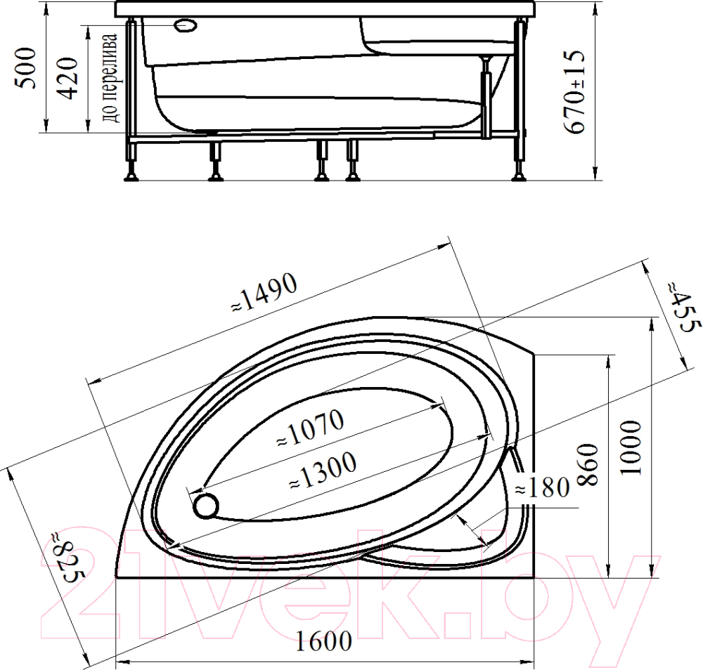 Ванна акриловая Vannesa Модерна 160x100 L / 2-01-0-1-1-214