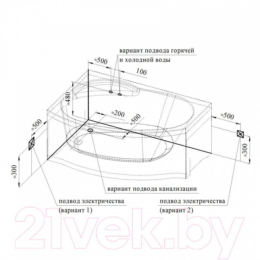 Ванна акриловая Vannesa Монти 150x105 L / 2-01-0-1-1-213