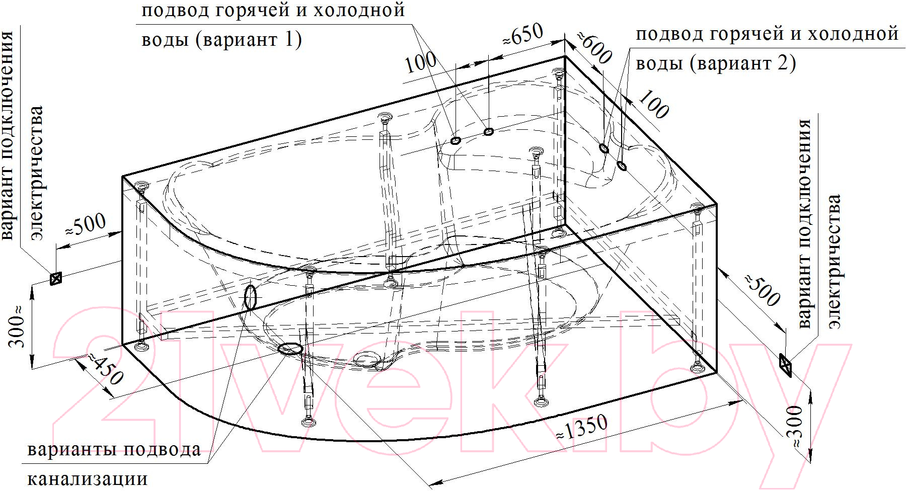 Ванна акриловая Vannesa Ирма 169x110 R / 2-01-0-2-1-217