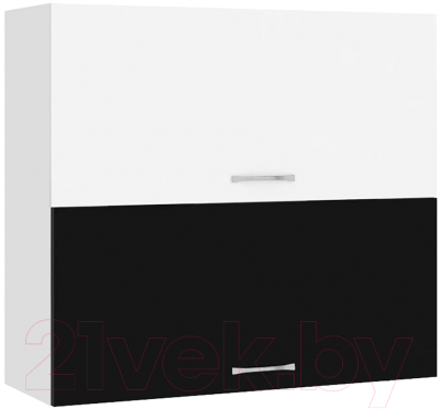 Шкаф навесной для кухни Кортекс-мебель Корнелия Мара ВШ80-2г (белый/черный)