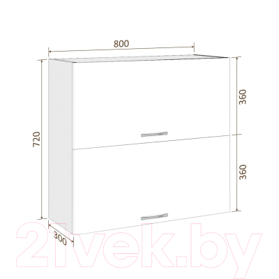 Шкаф навесной для кухни Кортекс-мебель Корнелия Мара ВШ80-2г (голубой)