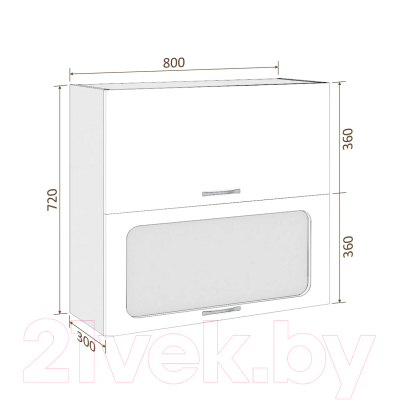 Шкаф навесной для кухни Кортекс-мебель Корнелия Мара ВШ80-2г1ст (белый/голубой)