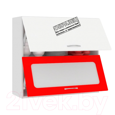 Шкаф навесной для кухни Кортекс-мебель Корнелия Мара ВШ80-2г1ст (красный)