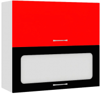 Шкаф навесной для кухни Кортекс-мебель Корнелия Мара ВШ80-2г1ст (красный/черный) - 