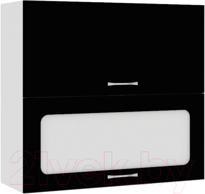 Шкаф навесной для кухни Кортекс-мебель Корнелия Мара ВШ80-2г1ст (черный)