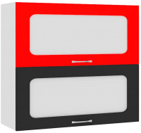 Шкаф навесной для кухни Кортекс-мебель Корнелия Мара ВШ80-2г2ст (красный/черный) - 
