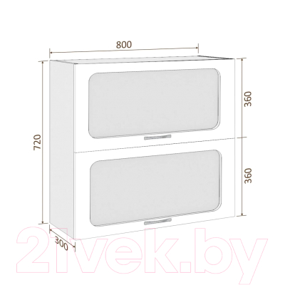 Шкаф навесной для кухни Кортекс-мебель Корнелия Мара ВШ80-2г2ст (красный/черный)