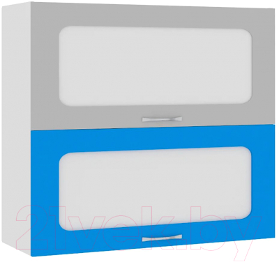 Шкаф навесной для кухни Кортекс-мебель Корнелия Мара ВШ80-2г2ст (серый/синий)