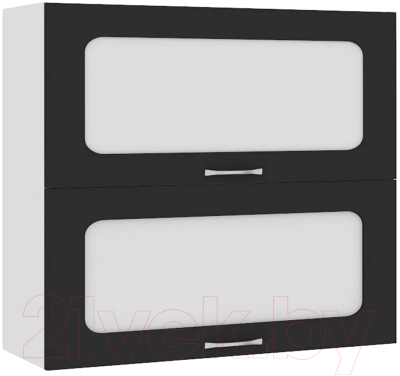 Шкаф навесной для кухни Кортекс-мебель Корнелия Мара ВШ80-2г2ст (черный)