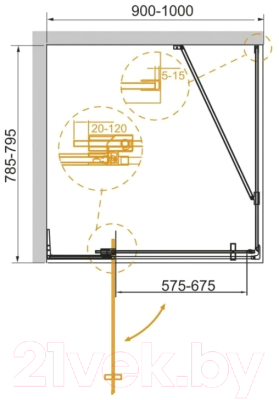 Изображение товара Душевой уголок Cezares SLIDER-AH-1-100-80/90-BR-NERO