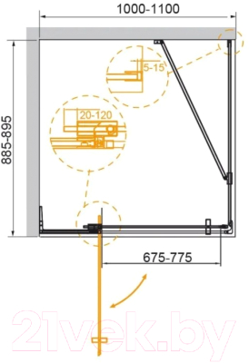 Изображение товара Душевой уголок Cezares SLIDER-AH-1-90-100/110-BR-NERO