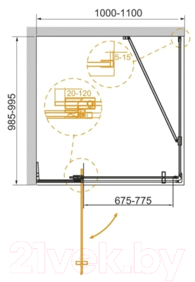 Изображение товара Душевой уголок Cezares SLIDER-AH-1-100-100/110-BR-NERO