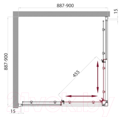 Душевой уголок BelBagno UNO-195-A-2-95-C-Cr