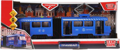 Трамвай игрушечный Технопарк С резинкой / TRAMOLDRUB-30PL-BU (синий)