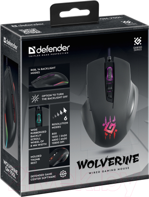 Мышь Defender Wolverine GM-700L RGB / 52700