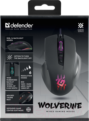 Мышь Defender Wolverine GM-700L RGB / 52700