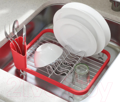 Сушилка для посуды Umbra Sinkin 330065-718 (красный/никель)