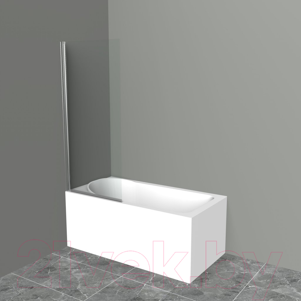 Стеклянная шторка для ванны BelBagno UNO-V-1-90/150-C-Cr — фото 2