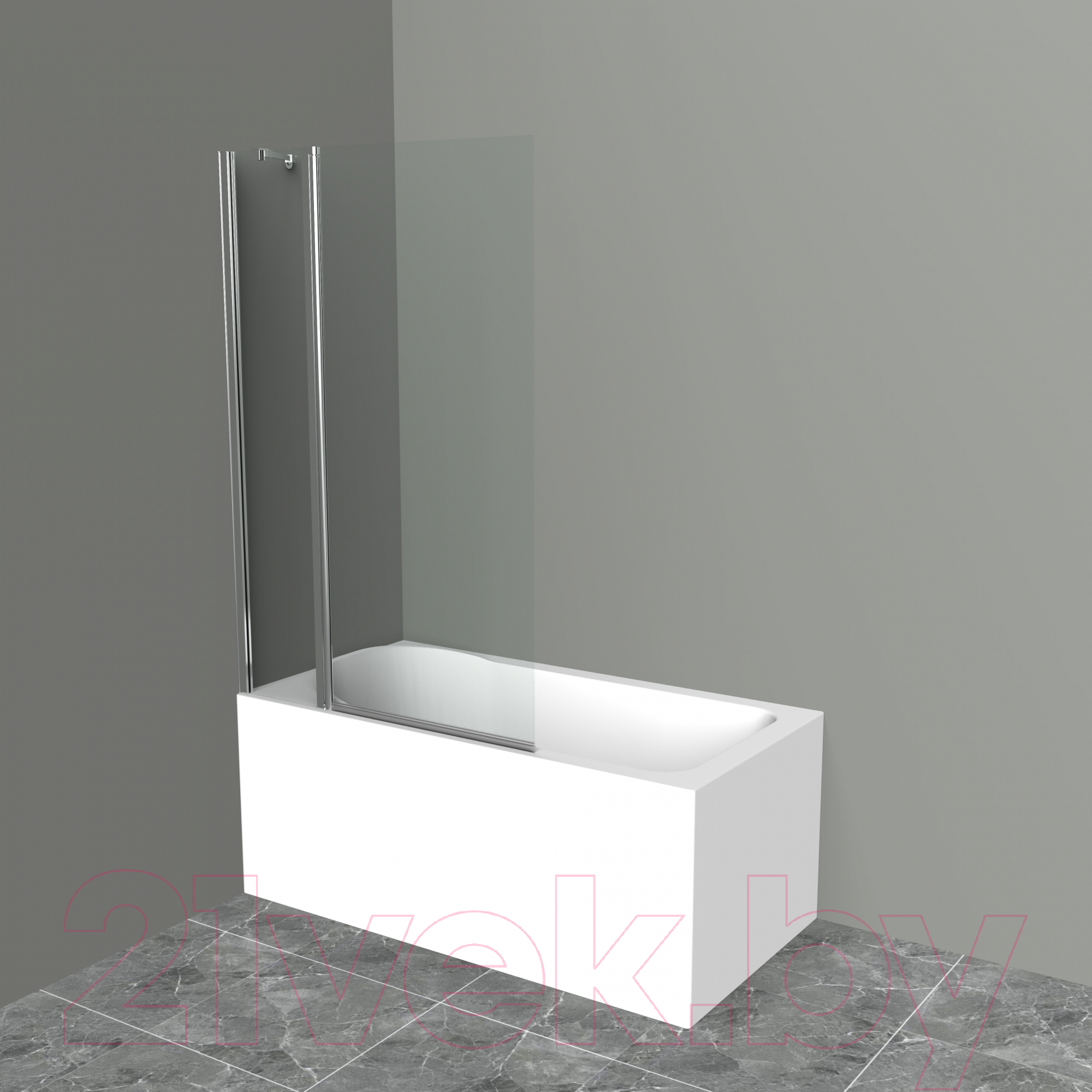 Стеклянная шторка для ванны BelBagno UNO-V-11-90/150-C-Cr — фото 2