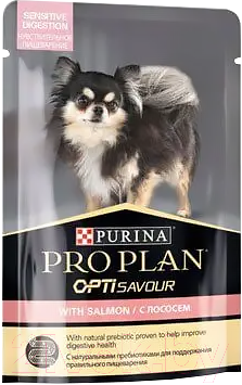 Влажный корм для собак Pro Plan OptiSavour для взрослых собак с чувств. пищеварением лосось (85г)