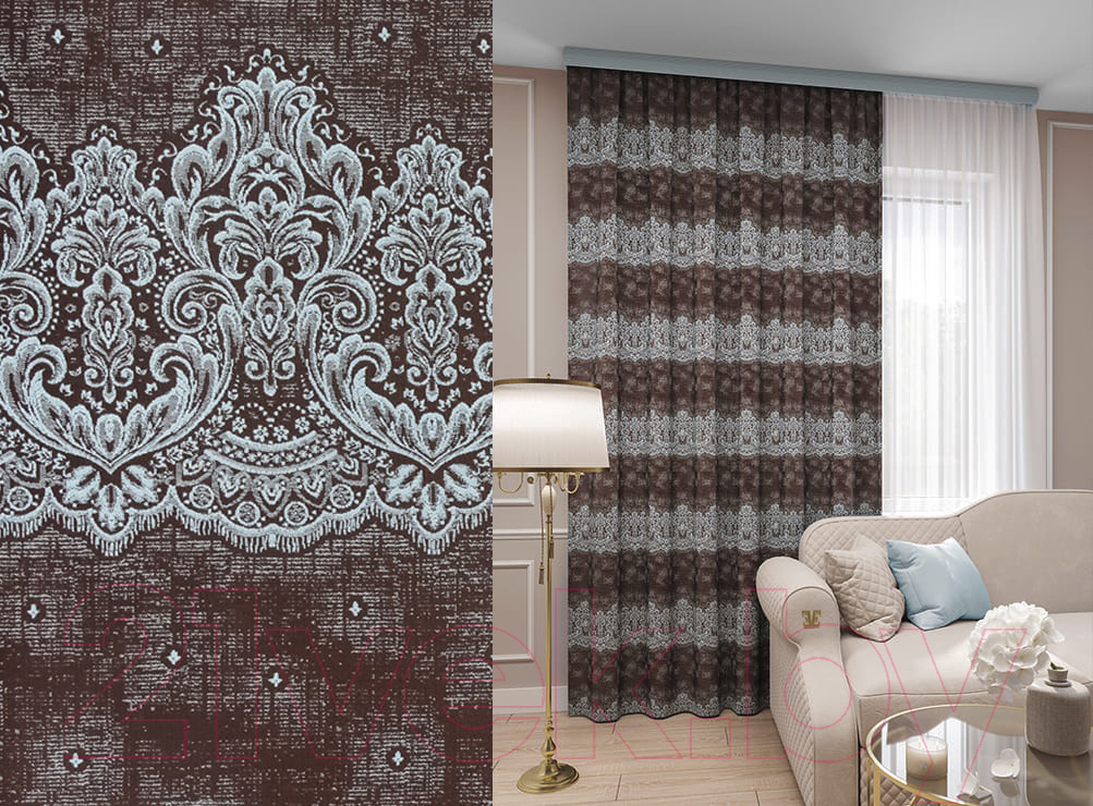 Штора LEGRAND Амелия 180x280 / 58 086 306 (шоколад/мята) — фото 3
