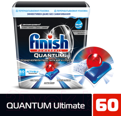 Таблетки для посудомоечных машин Finish Quantum Ultimate Бесфосфатные дойпак (60шт)