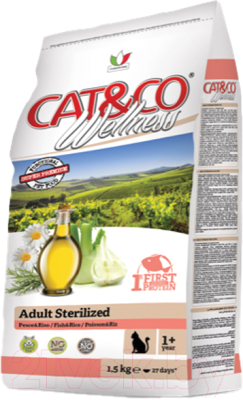 Сухой корм для кошек Adragna Cat&Co Wellness Adult Sterilized Fish&Rice (1.5кг)
