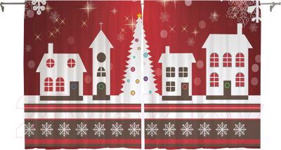 Изображение товара Комплект штор JoyArty Рождественский город / p_19380 (145x180)