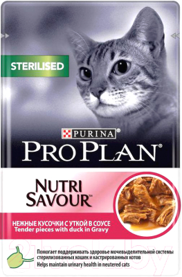 Влажный корм для кошек Pro Plan Nutrisavour Sterilised Утка (85г)