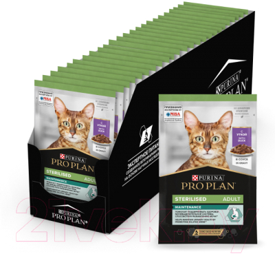 Влажный корм для кошек Pro Plan Nutrisavour Sterilised Утка (85г)