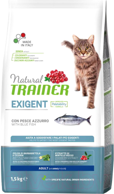 Сухой корм для кошек Trainer Natural Exigent Adult с океанической рыбой (1.5кг)