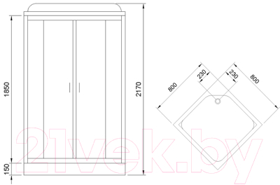 Душевая кабина Royal Bath 800x800x2170 / RB80HP6-WC