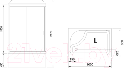 Душевая кабина Royal Bath 1000x800x2170 L / RB8100BP1-M-L