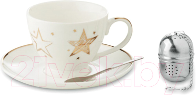 Набор для чая/кофе Mid Ocean Brands Minna / CX1429-99 (белый/золото)