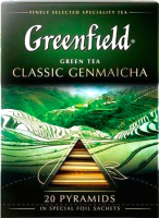 Чай пакетированный GREENFIELD Classic Genmaicha зеленый байховый с воздушным рисом (20пак) - 