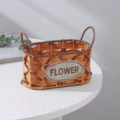 Изображение товара Кашпо Доляна Плетеное Овал / 7086168 (светло-коричневый)