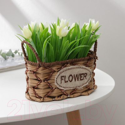 Изображение товара Кашпо Доляна Плетеное Овал / 7086168 (светло-коричневый)