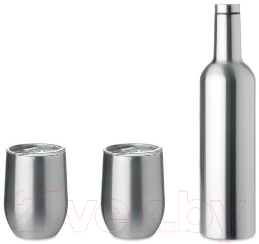 Бутылка для воды Mid Ocean Brands Chin Set / MO9971-16 (с кружками, серебристый)