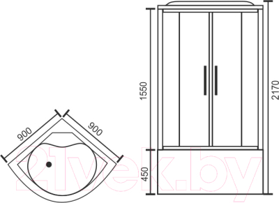 Душевая кабина Royal Bath 900x900x2170 / RB90BK2-T-CH