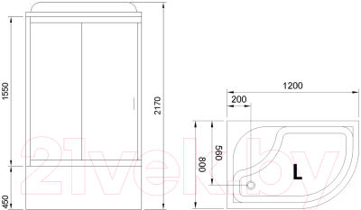 Душевая кабина Royal Bath 1200x800x2170 L / RB8120BK5-WC-L