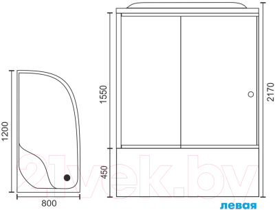 Душевая кабина Royal Bath 1200x800x2170 L / RB8120BK2-T-L