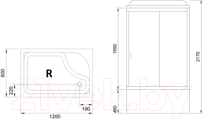 Душевая кабина Royal Bath 1200x800x2170 R / RB8120BP2-T-R